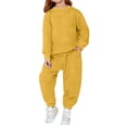thumbnail image 1 of CPNG Toddler Teens Kids Girls Boys Sweatsuit 2 Piece Set Solid Color Sweatsuits Pullover Sweatshirts and Jogger Sweatpants Sweat Set(Yellow,12-18 Months), 1 of 9