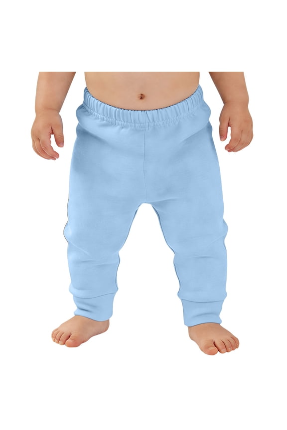 Unisex Soft Baby Boys Girls Pants Newborns Toddlers Pure Cotton Lightweight Elastic High Waist Solid Color Pants(Light Blue,3-6 Months)