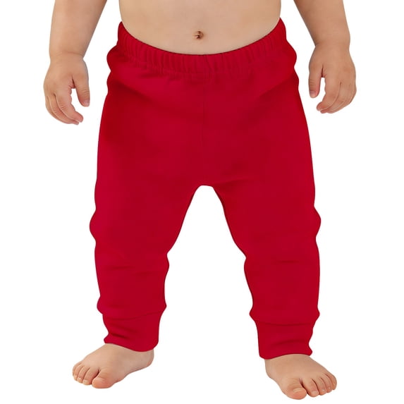 CPNG Unisex Soft Baby Boys Girls Pants Newborns Toddlers Pure Cotton Lightweight Elastic High Waist Solid Color Pants(Red,9-12 Months)