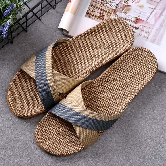 CPNG Unisex Summer Non-Slip Lightweight Slippers Home Slippers Cotton and Linen Home Anti Slip Thick Soles Men Slippers Beach Shoes Skidproof Indoor Slippers