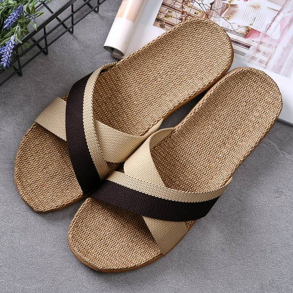 CPNG Unisex Summer Non-Slip Lightweight Slippers Home Slippers Cotton and Linen Home Anti Slip Thick Soles Men Slippers Beach Shoes Skidproof Indoor Slippers