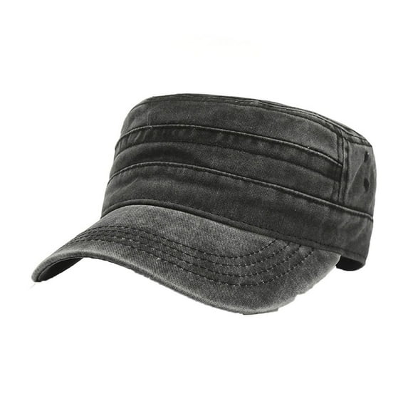 CPNG Vintage Washed Denim Military Caps Cotton Flat Top Cap Outdoor Sports Baseball Cap Casual Summer Beach Sun Hat Unisex