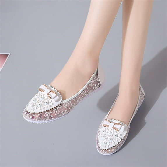 CPNG Women Ballet Flats Dress Shoes Rhinestone Lace Womens Slip On Flats - Soft Casual Wedding Work Comfortable Walking Mary Jane Princess Shoes