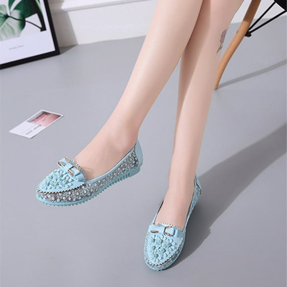 CPNG Women Ballet Flats Dress Shoes Rhinestone Lace Womens Slip On Flats - Soft Casual Wedding Work Comfortable Walking Mary Jane Princess Shoes