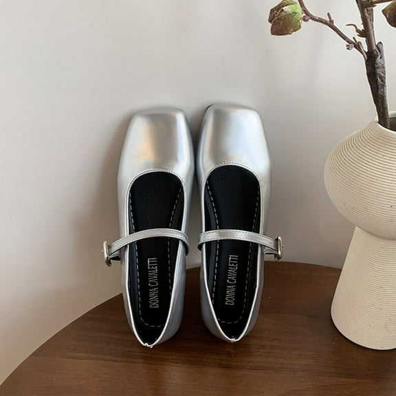CPNG Women Mary Jane Square Toe Casual Soft Ballet Flats - Comfortable Ankle Strap Slip On Buckle Chinese Style Ballet Flats Fashion Casual Walking Shoes