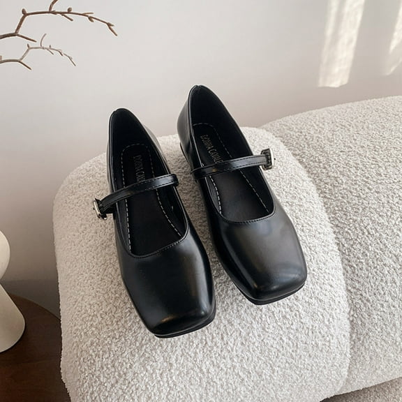 CPNG Women Mary Jane Square Toe Casual Soft Ballet Flats - Comfortable Ankle Strap Slip On Buckle Chinese Style Ballet Flats Fashion Casual Walking Shoes