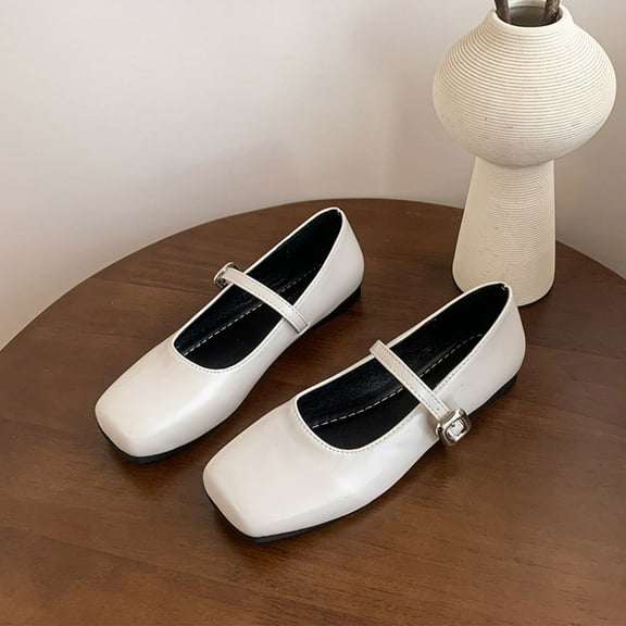 CPNG Women Mary Jane Square Toe Casual Soft Ballet Flats - Comfortable Ankle Strap Slip On Buckle Chinese Style Ballet Flats Fashion Casual Walking Shoes