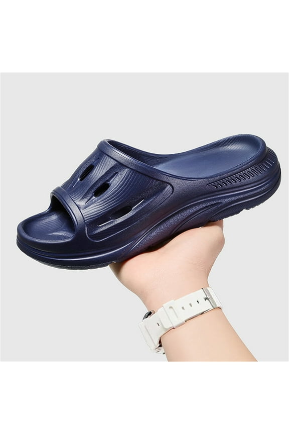 Women Men’s Adult Recovery Lightweight Solid Slides Plantar Fasciitis Thick Cushion Sandals with Arch Support Orthotic Athletic Comfortable Slippers Indoor Outdoor