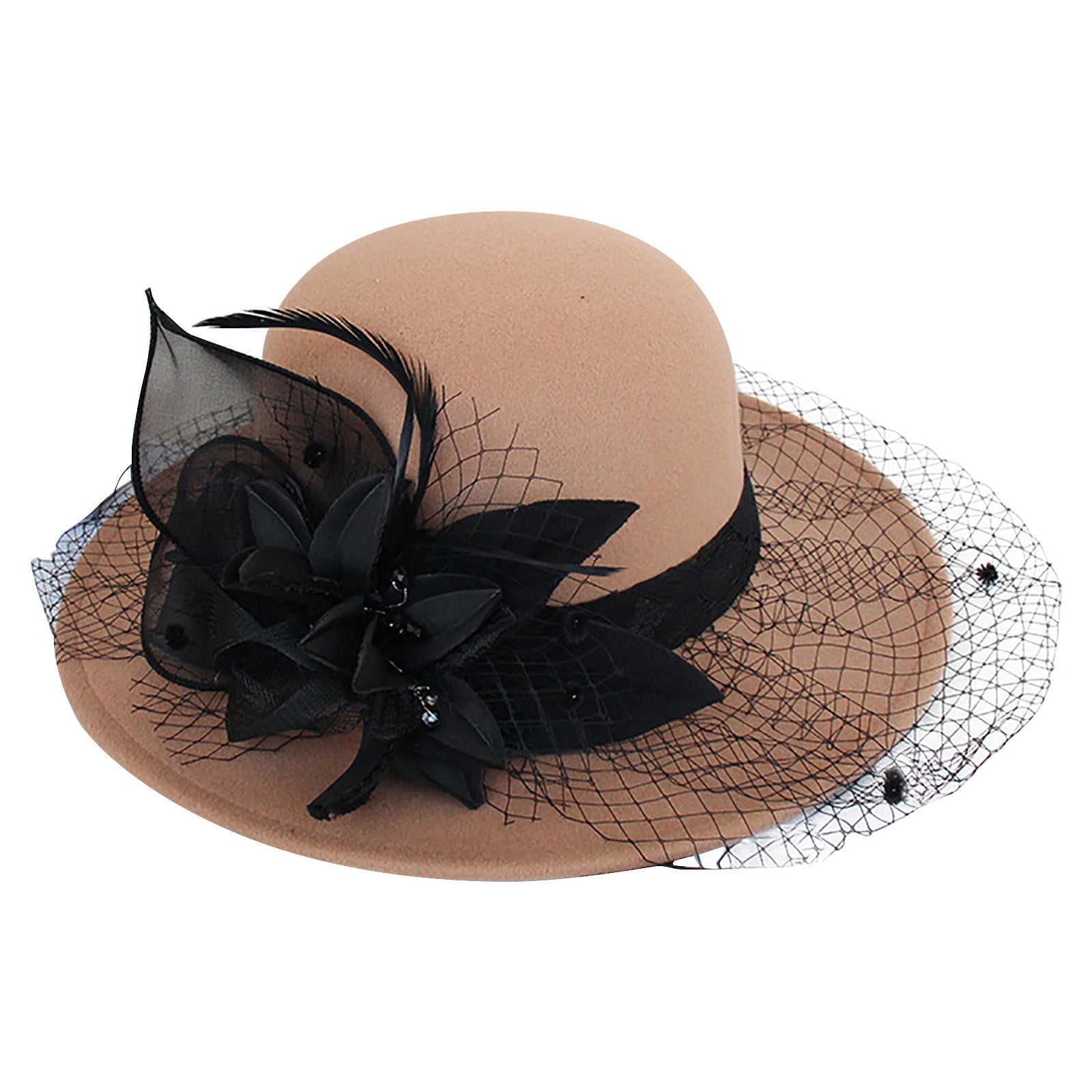 Beautiful Brown Wool Dress Church Hat Brown Church Derby Hat: Rhinestone Trim, Silver Bow Brooch  main image 3