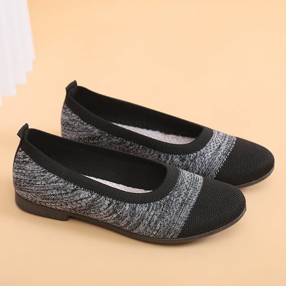 CPNG Women Walking Shoes Pointed Toe Lightweight Soft Slip On Mesh Flat Shoes Woven Orthopedic Soft Arch Support Breathable Work Office Sneakers