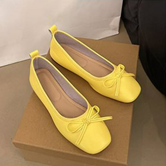CPNG Women's Square Toe Yara Soft Pointed Toe Ballet Flats with Bowknot Soft Sole Comfortable Slip On Foldable Dress Shoes for Wedding Party Birthday