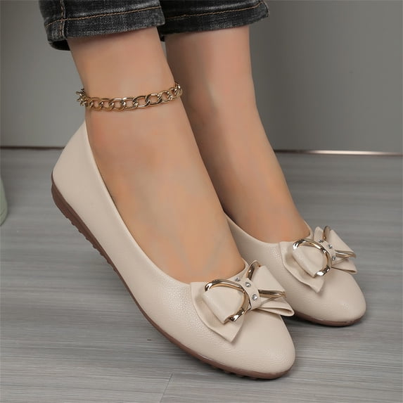 CPNG Womens Pointed Toe Collection Cute Bow Trim Ophelia Ballet Flat Ankle Tie Fashionable Comfort Soft Casual Business Formal Shoes Classic Office Dress Party Shoes