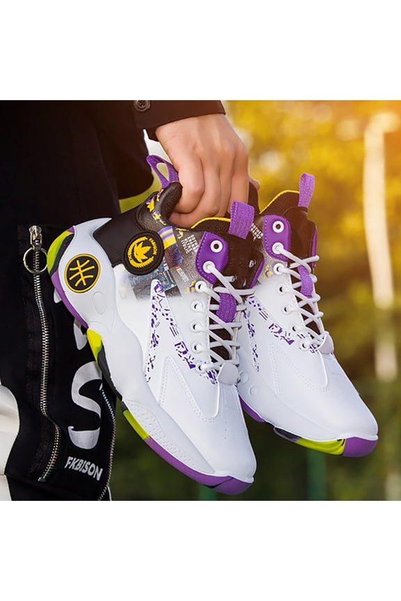 Youth Mens Basketball High-Top Shoes Sneakers Anti Slip Breathable Lace Up Cushioning Basketball Trainers Sports Shoes for Men Indoor and Outdoor