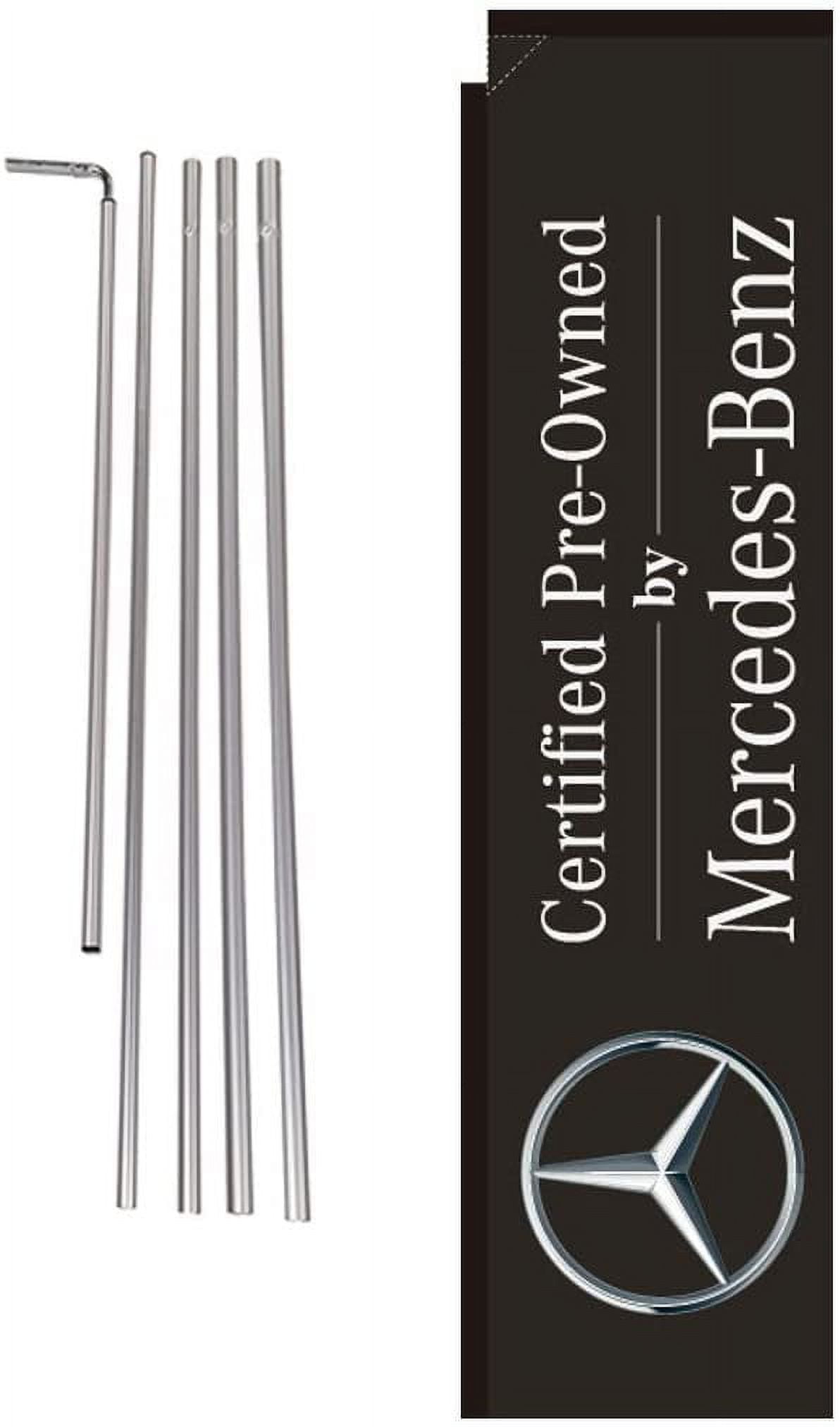CPO Advertising Rectangle Feather Banner Flag Sign with Pole Kit and Ground  Spike, Sign Compatible with Mercedes