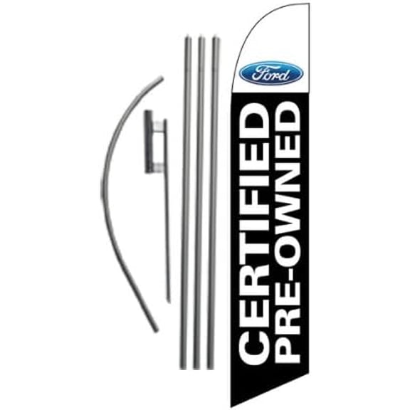 CPO Dealership Advertising Feather Banner Swooper Flag Sign with Flag Pole Kit and Ground Stake, Compatible with Ford Carlot Signs$$Other