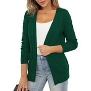 CPOKRTWSO 2025 Women's Cardigan Sweaters Long Sleeve Open Front Knit Lightweight Outweare Coat with Pockets (S-2XL)