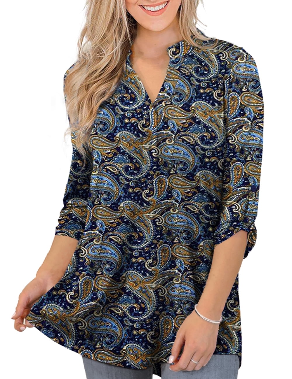 Buttoned Floral Loose Casual Blouse
