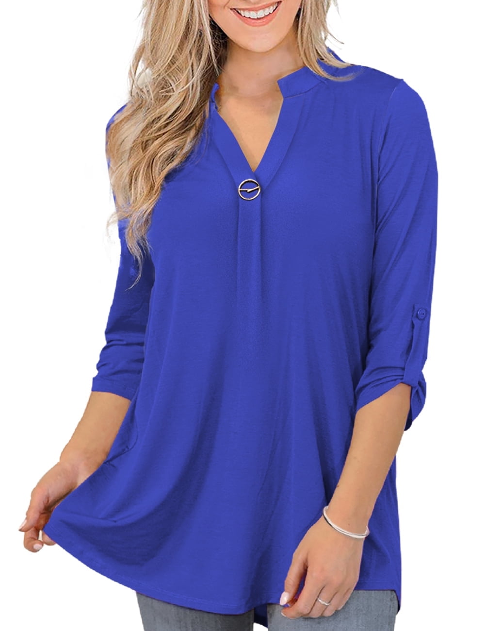 CPOKRTWSO Women's Clothes Plus Size Tunic Tops 3/4 Length Sleeve Shirts ...
