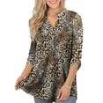 thumbnail image 1 of VERABENDI Women's Plus Size Tops 3/4 Sleeve Shirts Dressy Casual Metal Buckle V-Neck Tunic Blouses,M-4XL, 1 of 11