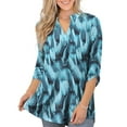 thumbnail image 1 of VERABENDI Women's Plus Size Tops 3/4 Sleeve Shirts Dressy Casual Metal Buckle V-Neck Tunic Blouses,M-4XL, 1 of 11