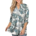 thumbnail image 1 of VERABENDI Women's Plus Size Tops 3/4 Sleeve Shirts Dressy Casual Metal Buckle V-Neck Tunic Blouses,M-4XL, 1 of 11