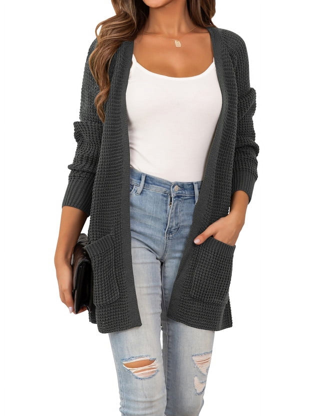 CPOKRTWSO Womens Cardigan Sweaters Front Open with Pockets Chunky Cable ...