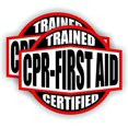 thumbnail image 1 of CPR – First Aid Trained Certified Hard Hat Sticker / Helmet Decal Label Lunch Tool Box | Size: 2", 1 of 3