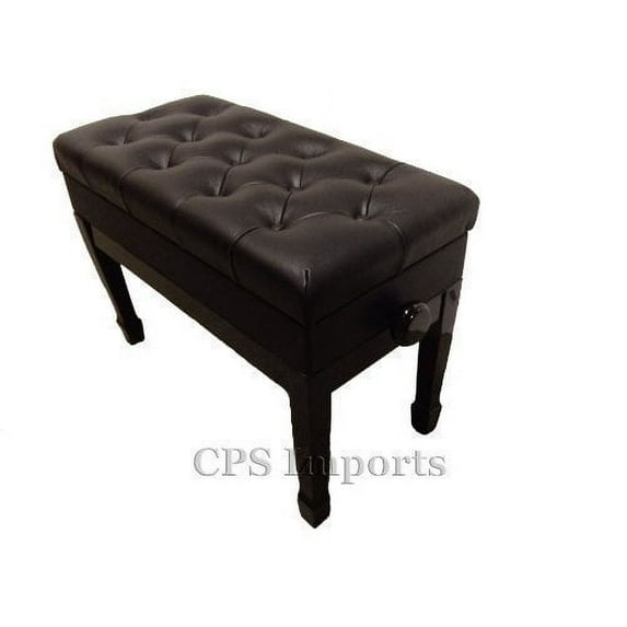 CPS Duet Size Genuine Leather Adjustable Artist Piano Bench in Ebony