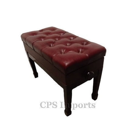 CPS Duet Size Genuine Leather Adjustable Artist Piano Bench in Mahogany