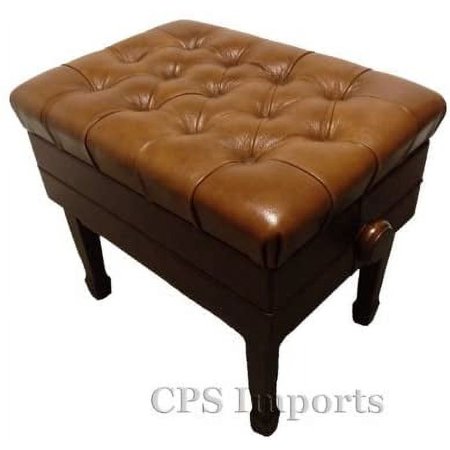 CPS Genuine Leather Adjustable Artist Concert Piano Bench in Walnut Satin