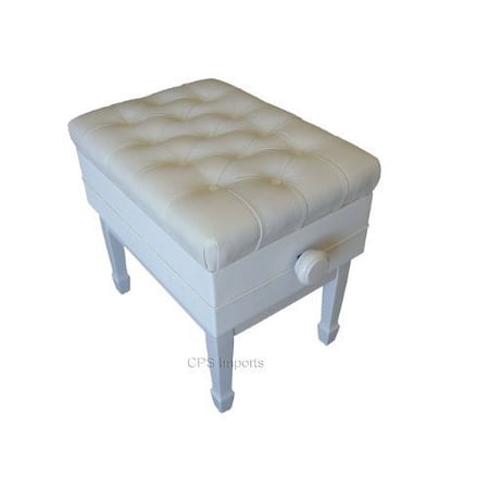 CPS Genuine Leather Adjustable Artist Concert Piano Bench in White