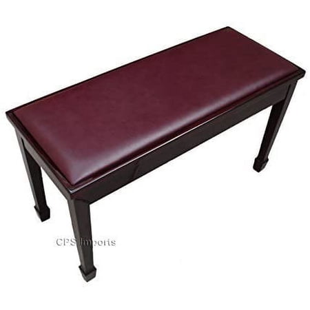 CPS Genuine Leather Concert Grand Duet Piano Bench in Mahogany
