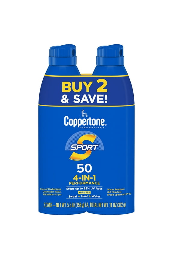 Sport Sunscreen Spray SPF 50, Twin Pack (5.5 oz Each)