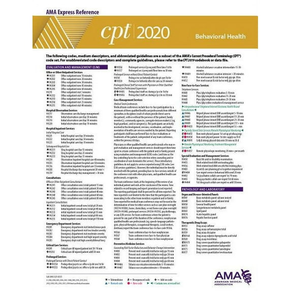 CPT 2020 Express Reference Coding Card: Behavioral Health (Other)