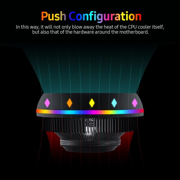 CPU Air Cooler,With Fluid Silver Cpu Air Cooler 5-color Push Universal Cooler 5-color Push All-in-one Cpu Air Push Universal Socket Qisuo Buzhi Dsfen Silver 5-color Cooler