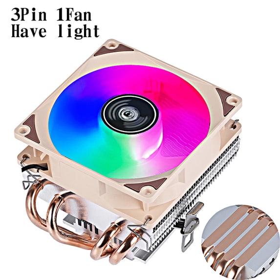 CPU Air-cooled Radiator PC Processor Cooler 2/4 Heat Pipe Cooling 90mm ...