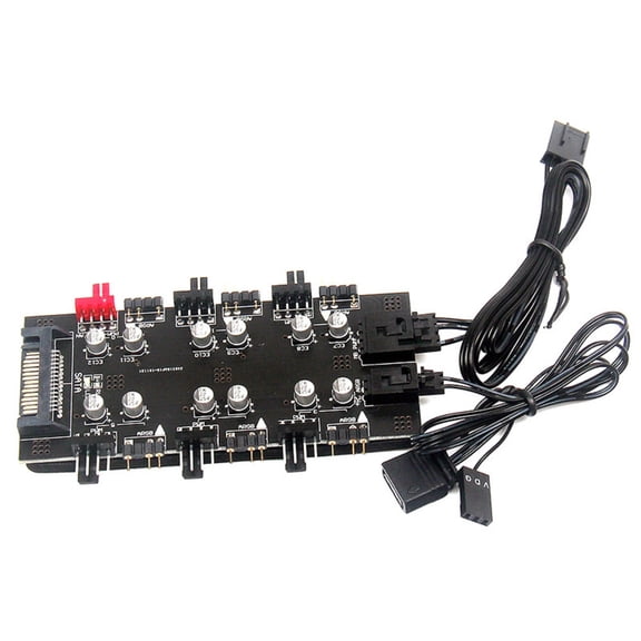 CPU Fan Splitter Hub 6-Way Sata Connection, PWM Support for PC Water Cooling Systems