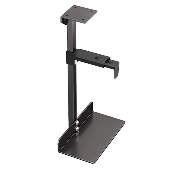 CPU Holder Under Desk Mount, Adjustable Computer Tower Holder, Metal Computer Case Bracket, Desktop PC Stand with Bottom Tray, Height & Width Adjustable 21.5 x 11.8 in / 54.5 x 30 cm