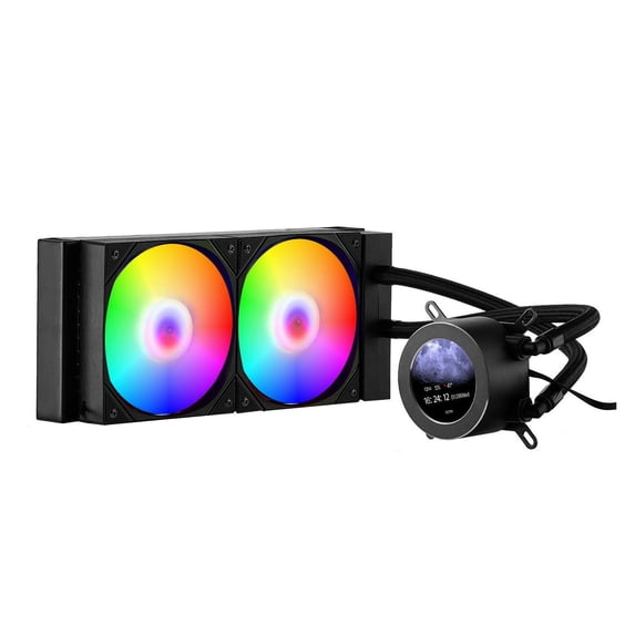 CPU Liquid Cooler, 120mm AIO Water Cooling - LCD Display & ARGB, PWM Fan, for Intel 115X/1700/1200 & AMD AM4/AM5