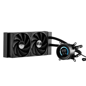 CPU Liquid Cooler AIO Water Cooling System with 120mm PWM Fans, High-Speed Pump Up to 4850 RPM, Real-Time Temperature Display, Compatible with Intel 115X/1366/2011/1700/1200 and AMD AM5/AM4