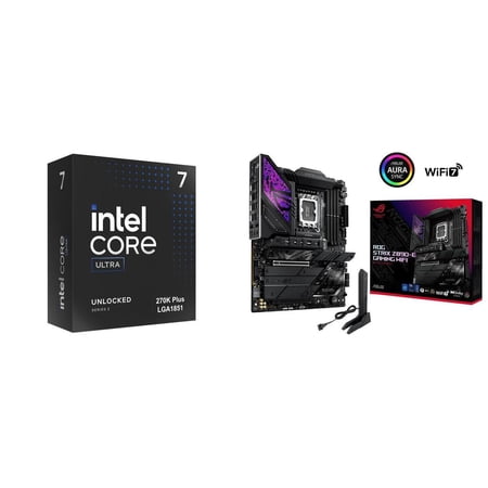 NEWEGG CPU Motherboard Combo - Core Ultra 7 270K Plus Processor 24 cores (8 P-cores+ 16 E-cores) up to 5.5 GHz BX80768270K Bundle with ROG STRIX Z890-E GAMING WIFI Intel Z890 LGA 1851 ATX motherboard