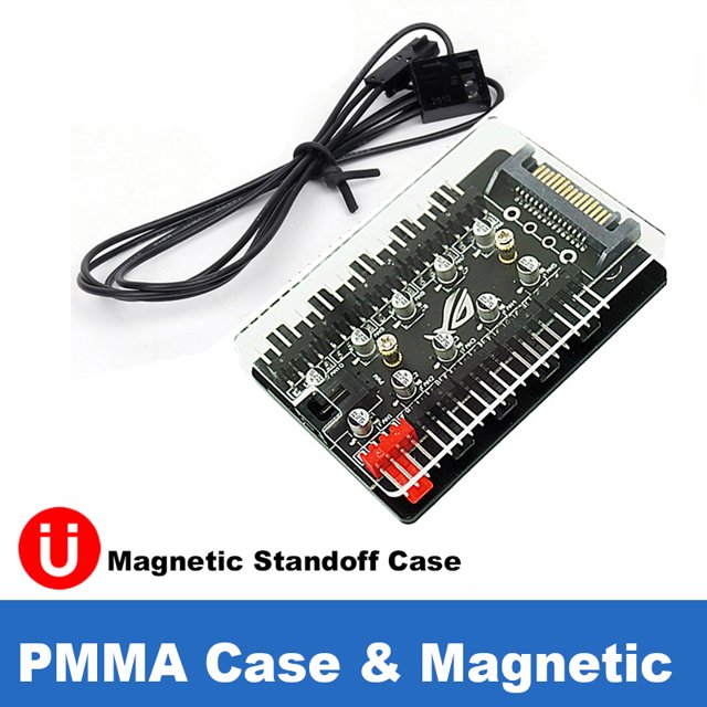 CPU PWM 4Pin 10 Way 12V 3/4 Pin Fan Hub Controller Splitter w/ PMMA