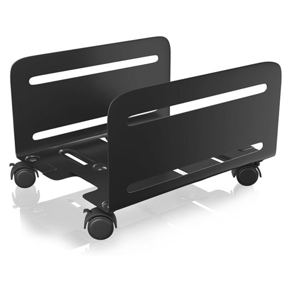 CPU Stand - Adjustable Computer Tower Stand 4.7-8.2", Locking Wheels - Black