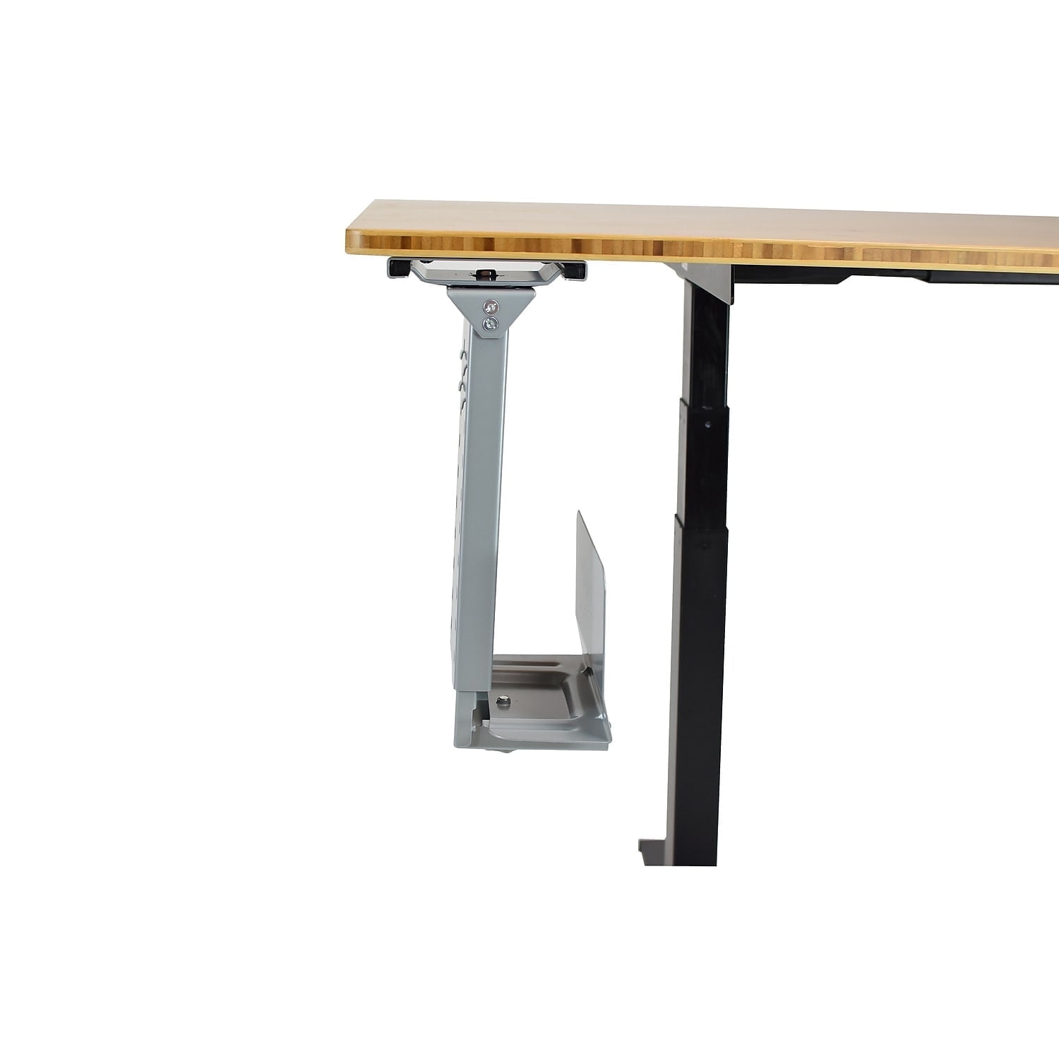 Under Desk CPU Holder – Adjustable Steel Computer Tower Mount with 360° Swivel, Height & Width Adjustable PC Holder for Office or Standing Desk, Gray