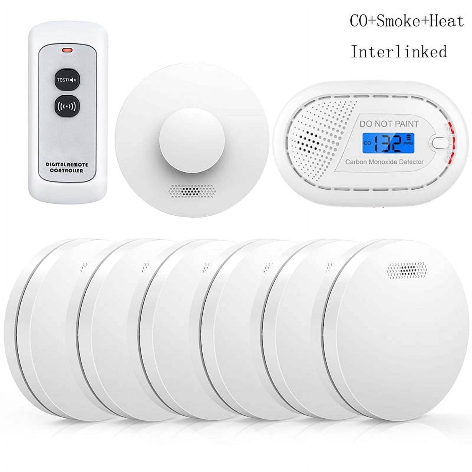 CPVAN Wireless Interlinked Smoke Detector + Heat + Carbon Monoxide