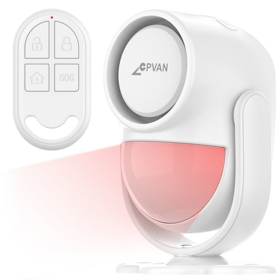 CPVan Motion Sensor Alarm, 125dB, 328ft Range White PIR Motion Detector