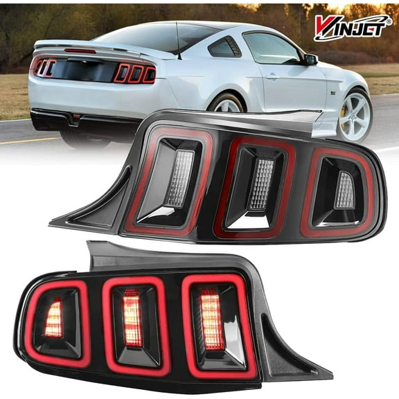 CPW Tail Lights Assembly for 2010 2011 2012 2013 2014 Ford Mustang LED Sequential Signal Tail Light Rear Brake Lamp Super Brightness Replacement-Black Housing Red Lens