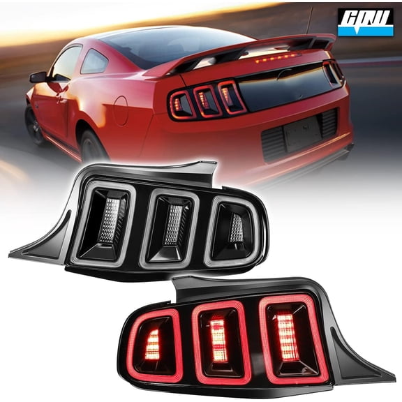 CPW Tail Lights Assembly for 2010 2011 2012 2013 2014 Ford Mustang LED Sequential Signal Tail Light Rear Brake Lamp Super Brightness Replacement-Black Housing Clear Lens