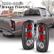 CPW Tail Lights Pair Set for 1998-2004 Nissan Frontier, Replace Rear Lamps Pair Black Housing Clear Lens