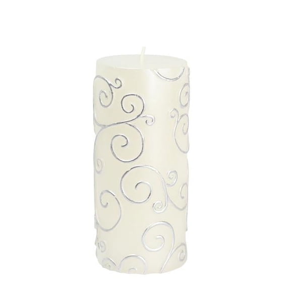 CPZ-069-12 3 x 6 in. Scroll Pillar Candle, White - 12 Piece